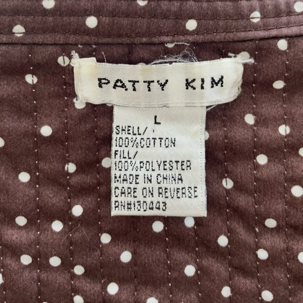 Patty Kim Jacket Size Large Brown White Animal Reversible 3/4 Sleeve Quilted - Picture 6 of 8